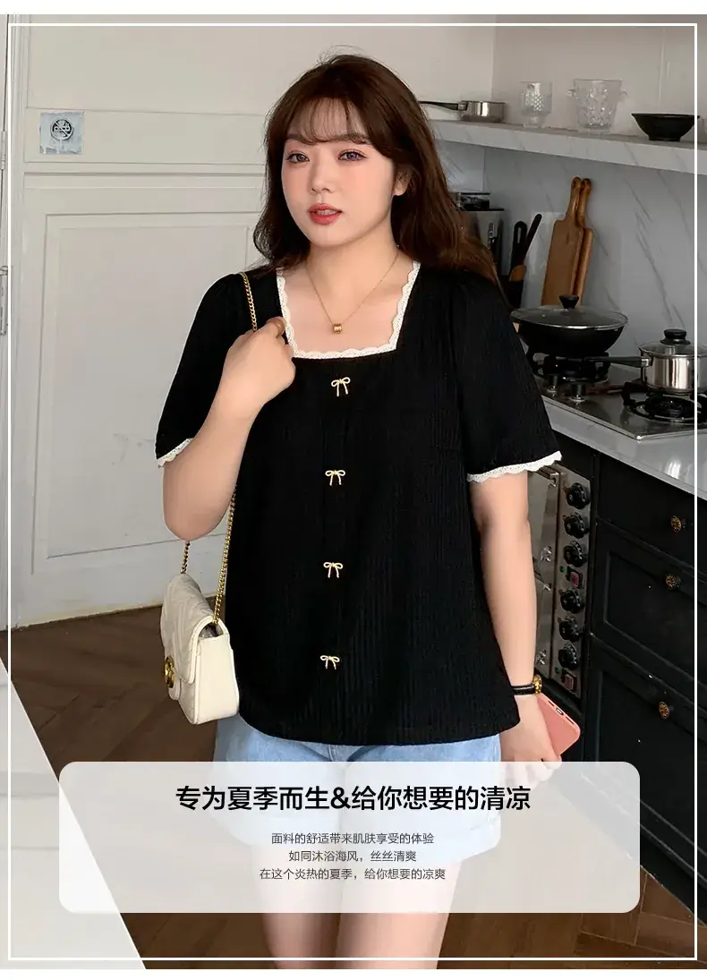 Plus Size Women Black Fat mm Short Sleeve T-Shirt 2025 — feature 6