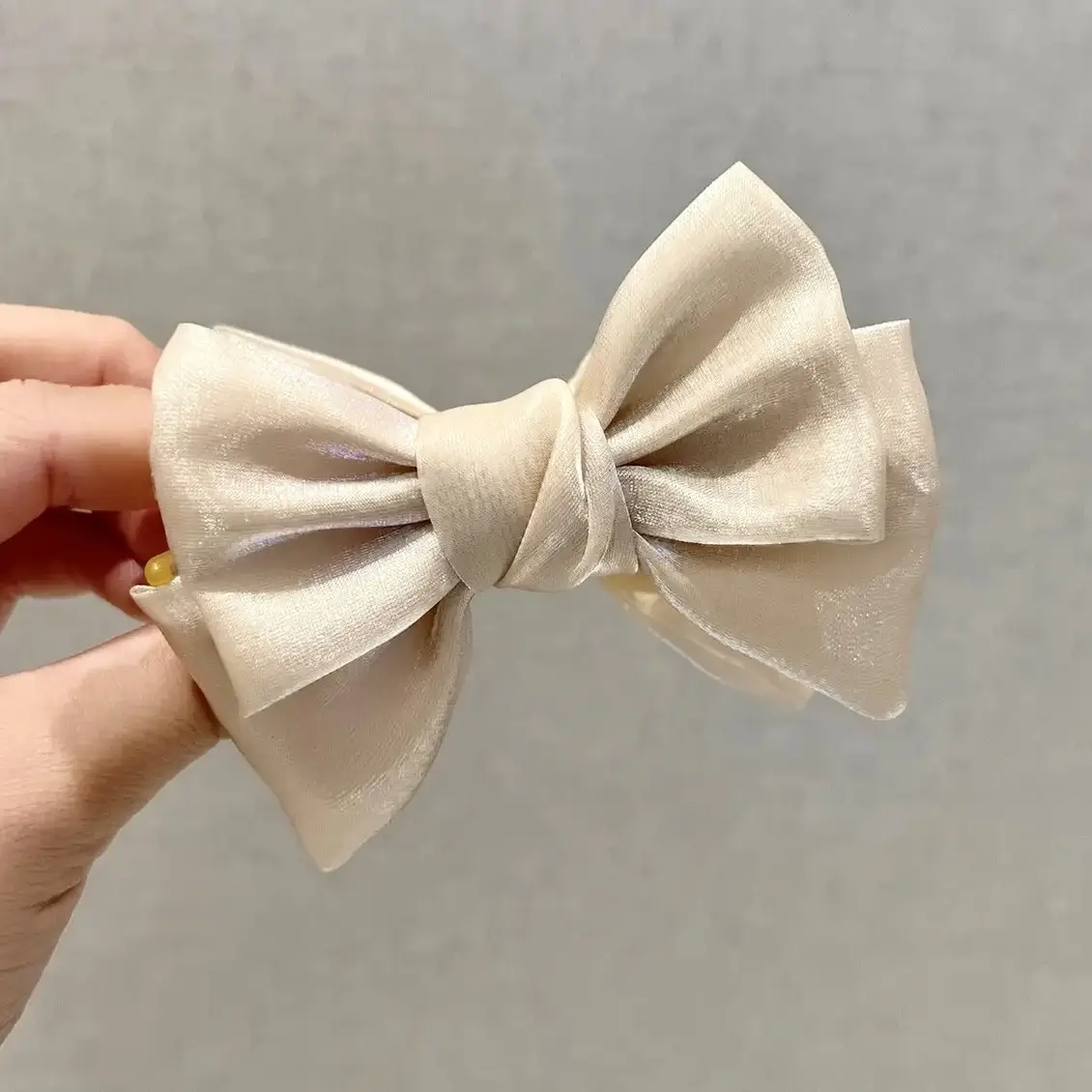 Sweet Mesh Bow Hairpin Women's Elegant Meatball Head Clip 2023