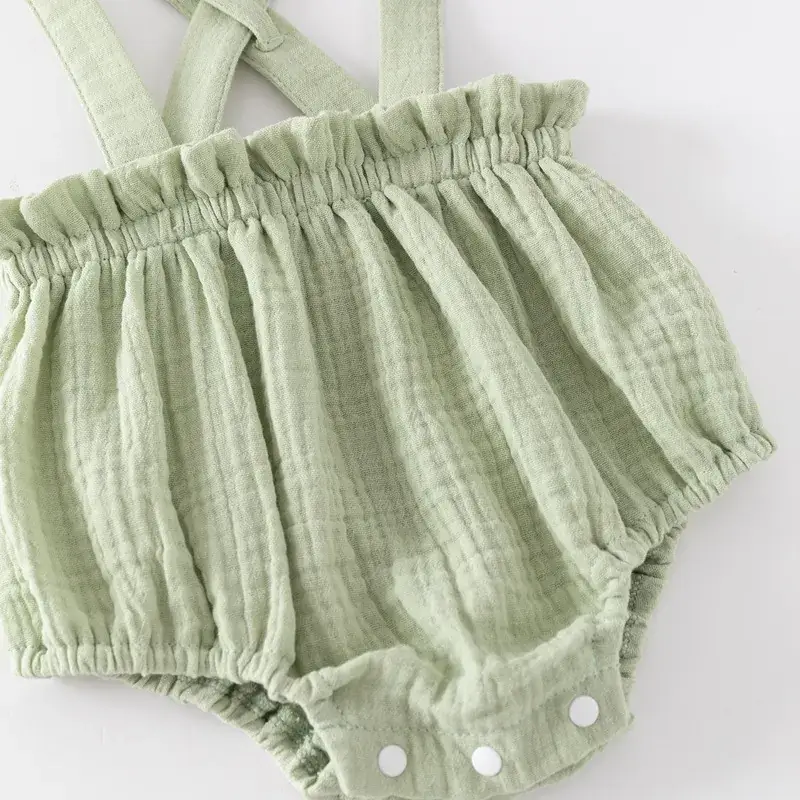 Baby Girl Green Embroidered Two-Piece Set with Bow Headband - Image 5