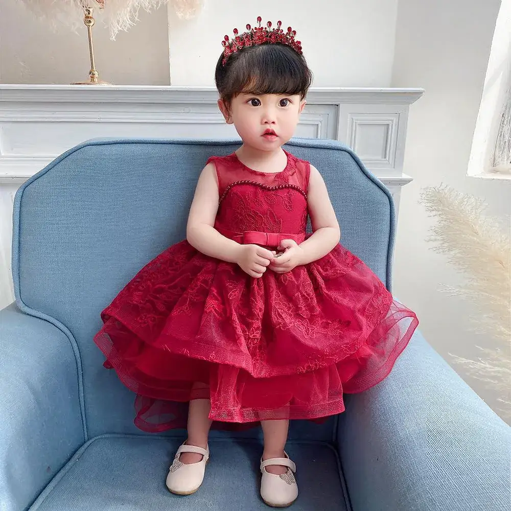 Red Embroidered Baby Dress for Girls European Style - Image 6