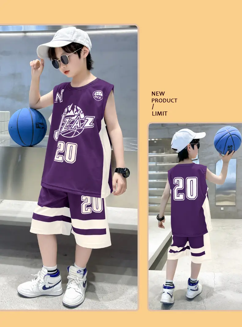 Boys Basketball 2025 Suit Cream Purple 20 Size â feature 10
