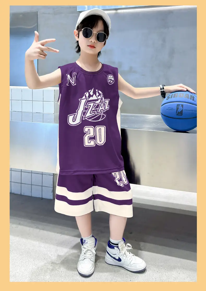 Boys Basketball 2025 Suit Cream Purple 20 Size â feature 12