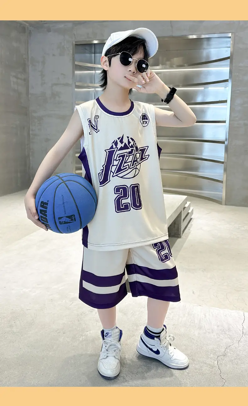 Boys Basketball 2025 Suit Cream Purple 20 Size â feature 13