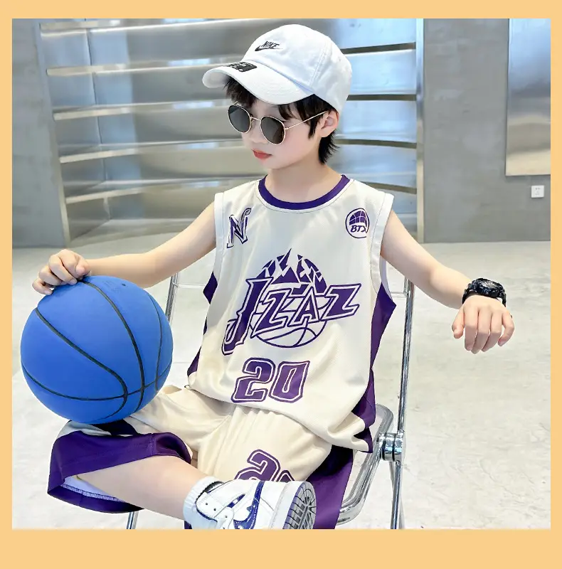 Boys Basketball 2025 Suit Cream Purple 20 Size â feature 15