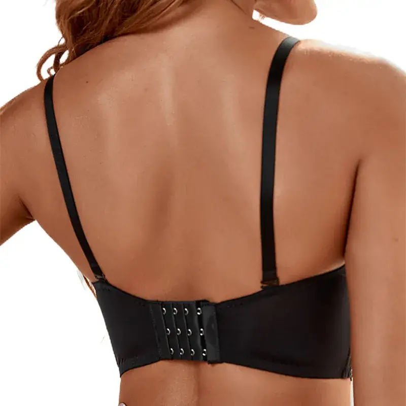 Black Steel Ring Adjustable Plus Size Bra