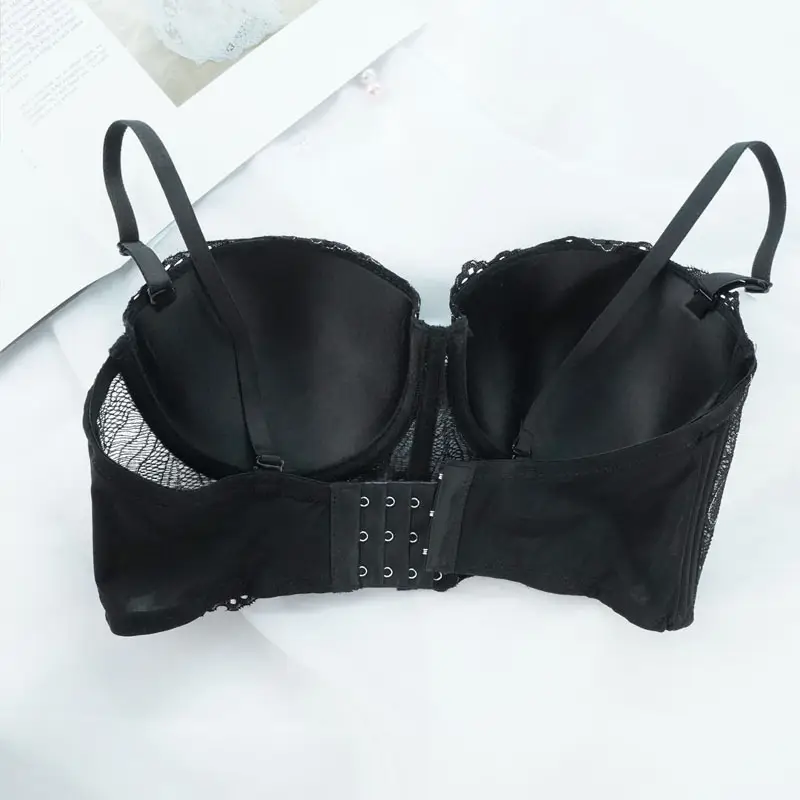 Black Steel Ring Adjustable Plus Size Bra — feature 6