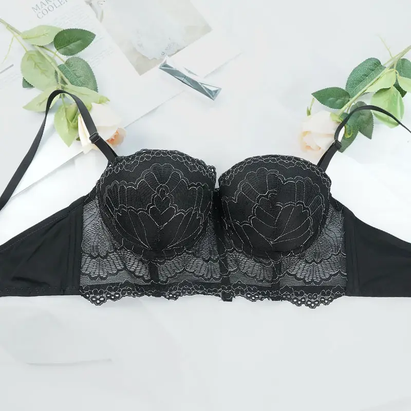 Black Steel Ring Adjustable Plus Size Bra — feature 7