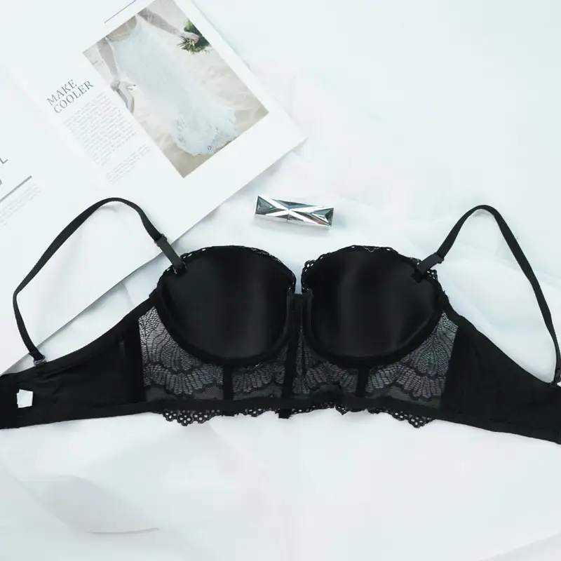 Black Steel Ring Adjustable Plus Size Bra — feature 8