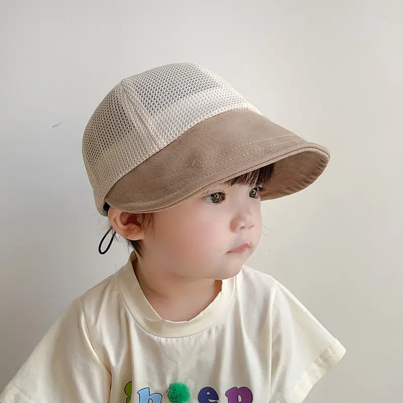 Children's Orange Beige Brim Sun Hat