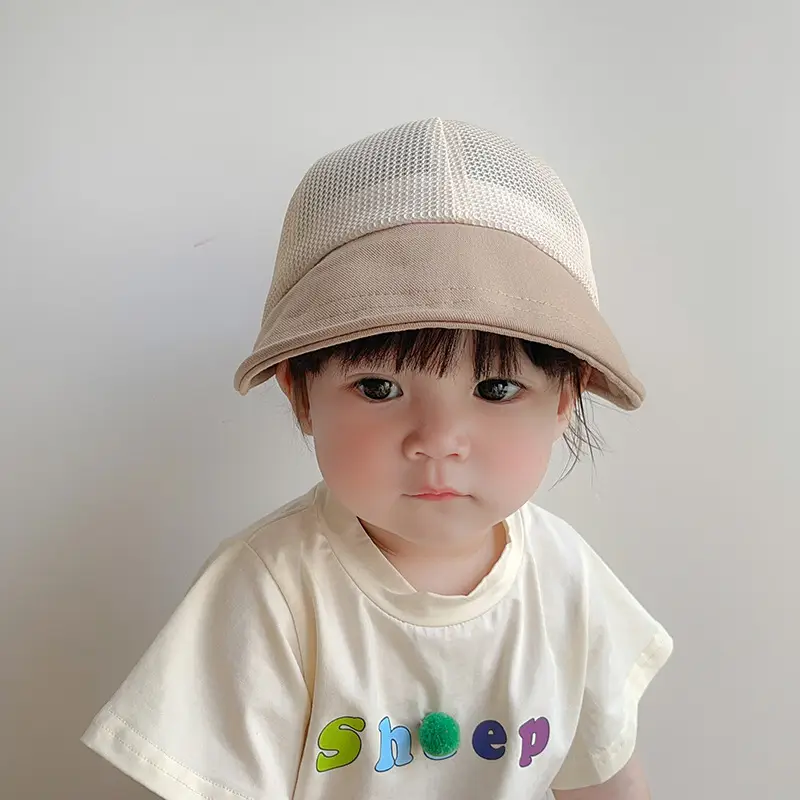 Children's Orange Beige Brim Sun Hat - Image 30