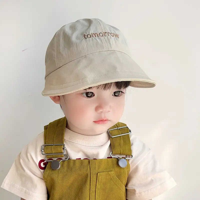 Children's Orange Beige Brim Sun Hat - Image 11