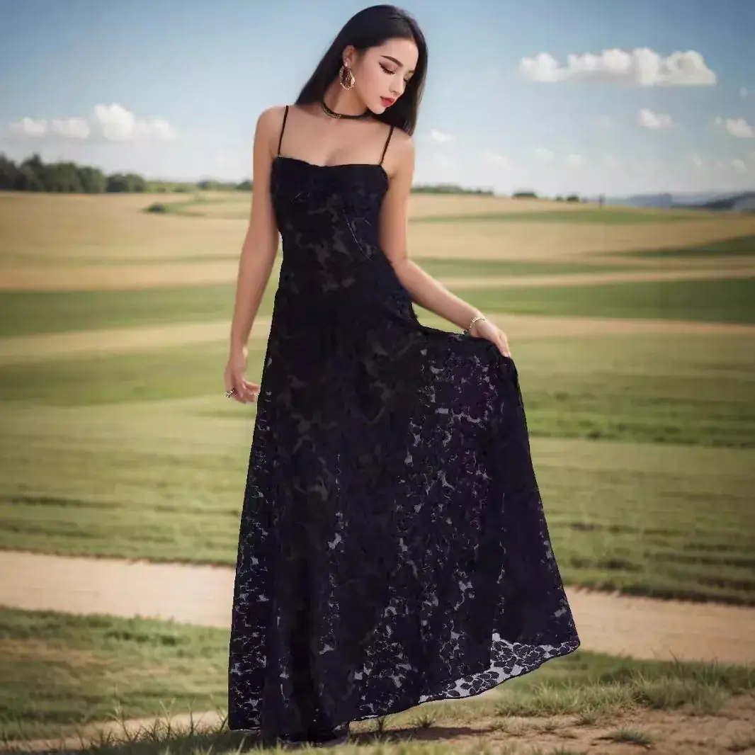2023 Summer Sexy Perspective Floral Slip Dress - Image 2