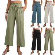Women's Wide Leg Cotton Culottes with Flap Pocket — feature 7