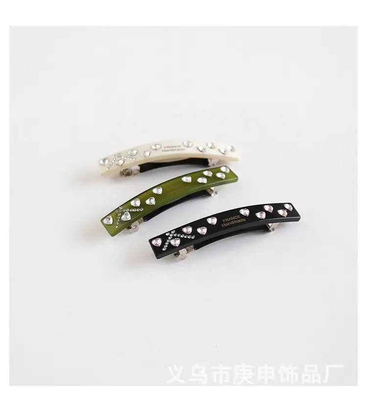 French Retro Rhinestone Hairpin Clip Light Luxury Sweet One-word Clip — feature 11