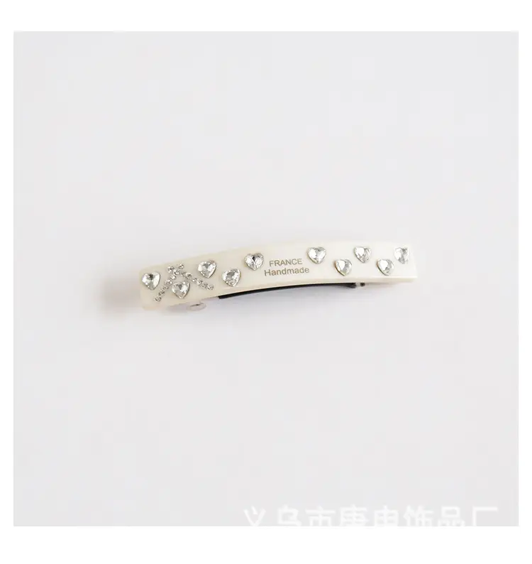 French Retro Rhinestone Hairpin Clip Light Luxury Sweet One-word Clip — feature 13