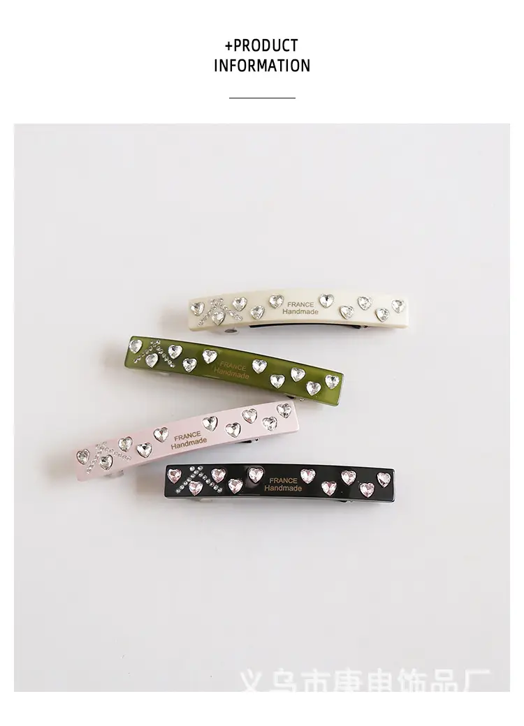 French Retro Rhinestone Hairpin Clip Light Luxury Sweet One-word Clip — feature 2