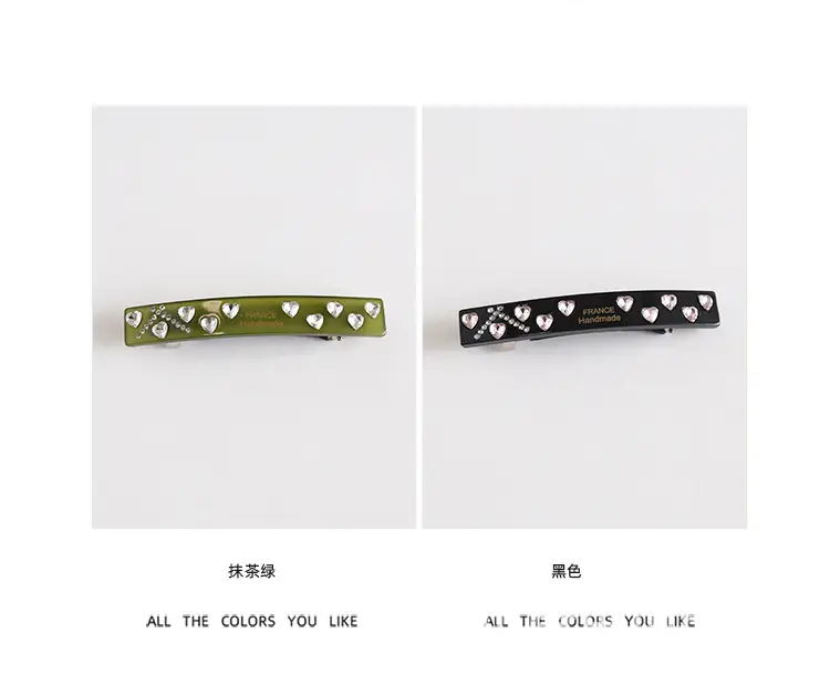 French Retro Rhinestone Hairpin Clip Light Luxury Sweet One-word Clip — feature 5