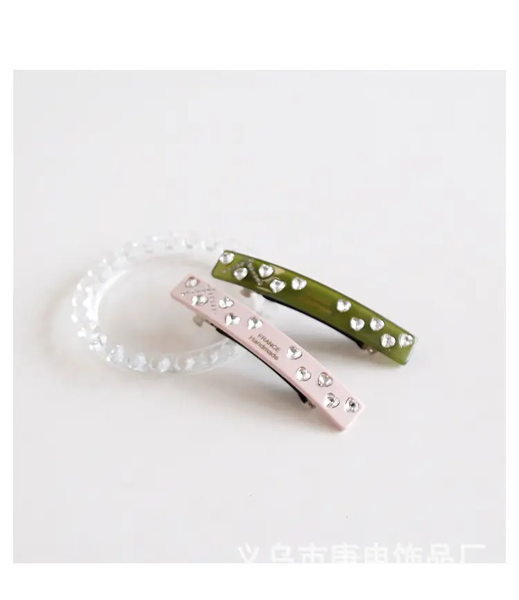 French Retro Rhinestone Hairpin Clip Light Luxury Sweet One-word Clip — feature 6