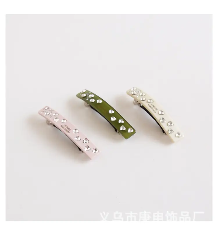 French Retro Rhinestone Hairpin Clip Light Luxury Sweet One-word Clip — feature 8