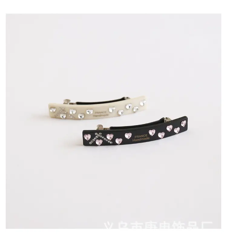 French Retro Rhinestone Hairpin Clip Light Luxury Sweet One-word Clip — feature 9