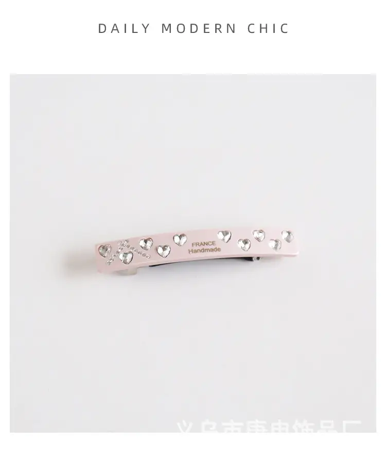 One-character clip heart-shaped drill soft pink