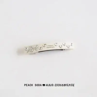 French Retro Rhinestone Hairpin Clip Light Luxury Sweet One-word Clip - Image 2