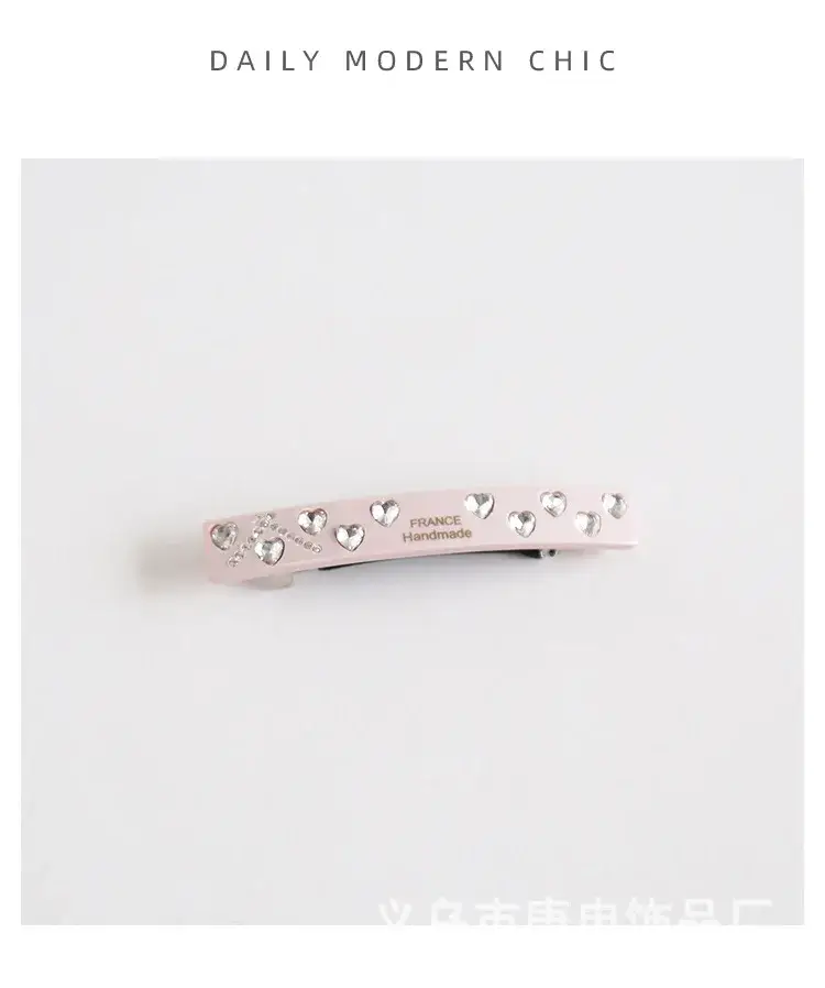 French Retro Rhinestone Hairpin Clip Light Luxury Sweet One-word Clip - Image 4
