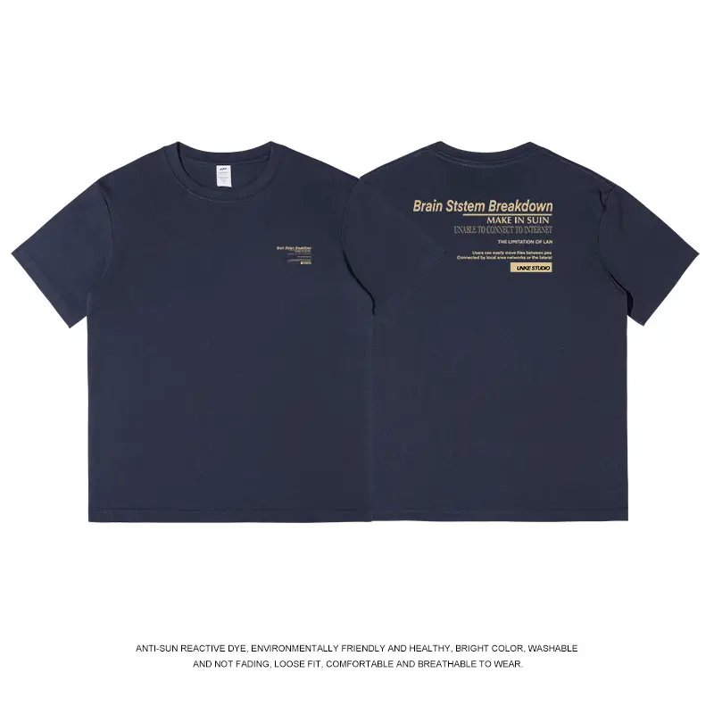 Men Light Blue Cotton T-Shirt Loose Fit 2023 Summer - Image 7