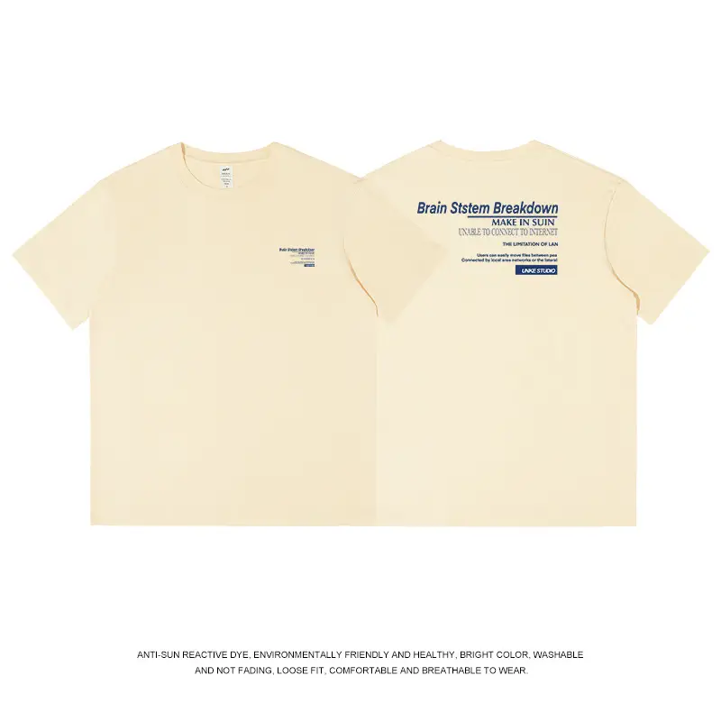 Men Light Blue Cotton T-Shirt Loose Fit 2023 Summer - Image 8