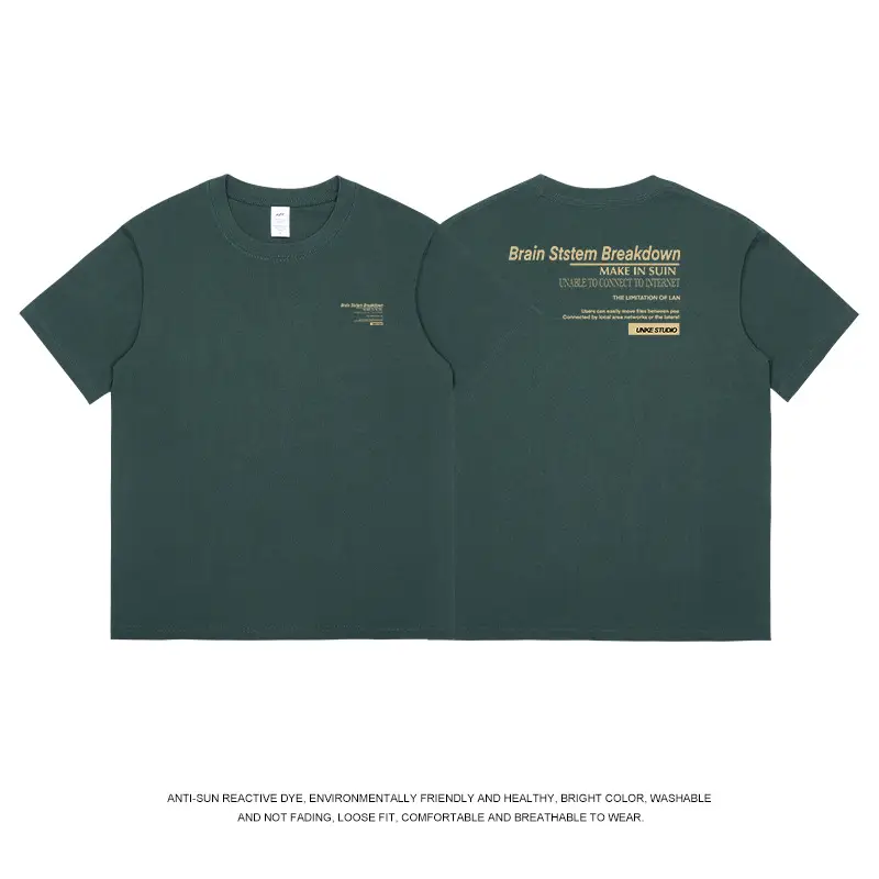Men Light Blue Cotton T-Shirt Loose Fit 2023 Summer - Image 9
