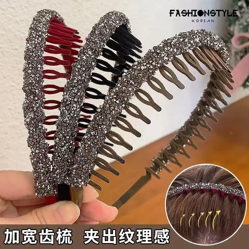 Sparkling Hairpin Headband with Teeth for Face Washing