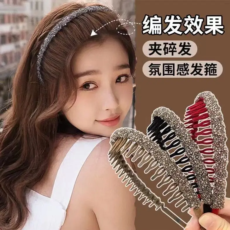 Sparkling Hairpin Headband with Teeth for Face Washing — feature 5