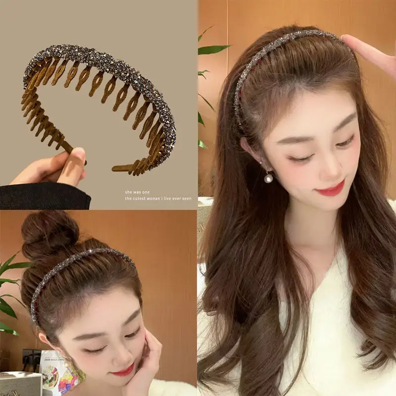 Sparkling Hairpin Headband with Teeth for Face Washing