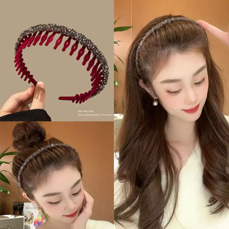 Sparkling Hairpin Headband with Teeth for Face Washing