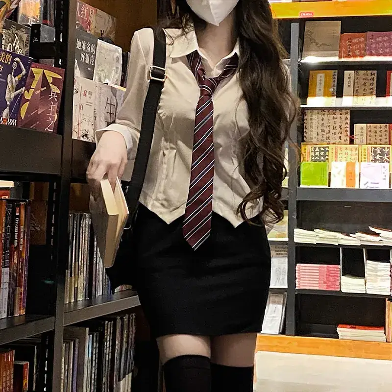 Women A-Shaped Hot Girl Hip Skirt Black High Waist College Style - Image 12
