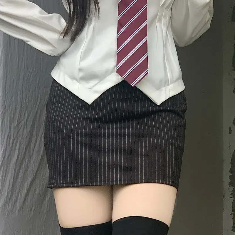 Women A-Shaped Hot Girl Hip Skirt Black High Waist College Style - Image 13