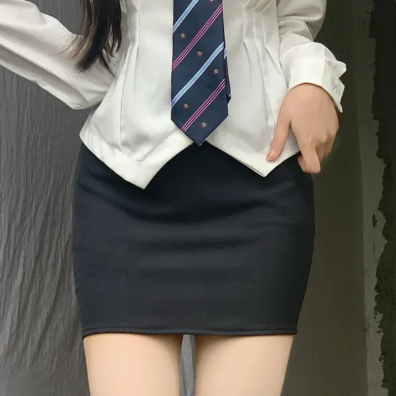 Women A-Shaped Hot Girl Hip Skirt Black High Waist College Style - Image 15