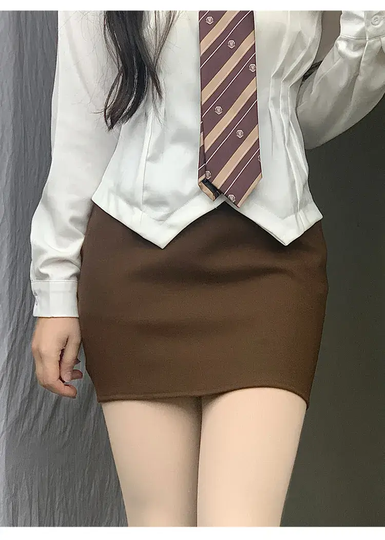 Women A-Shaped Hot Girl Hip Skirt Black High Waist College Style — feature 11