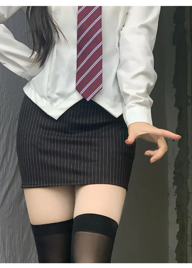 Women A-Shaped Hot Girl Hip Skirt Black High Waist College Style — feature 15