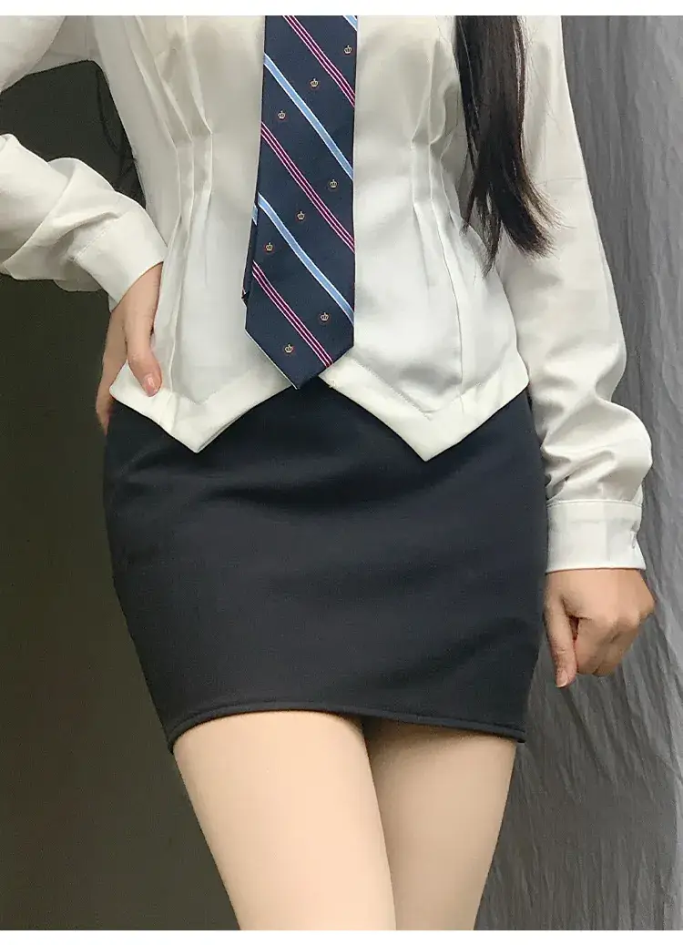 Women A-Shaped Hot Girl Hip Skirt Black High Waist College Style — feature 20