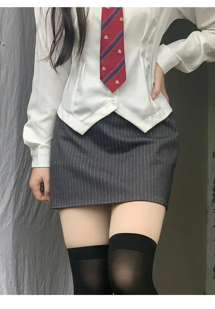 Women A-Shaped Hot Girl Hip Skirt Black High Waist College Style — feature 21