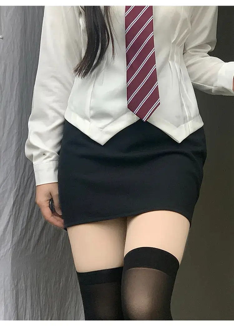 Women A-Shaped Hot Girl Hip Skirt Black High Waist College Style — feature 8