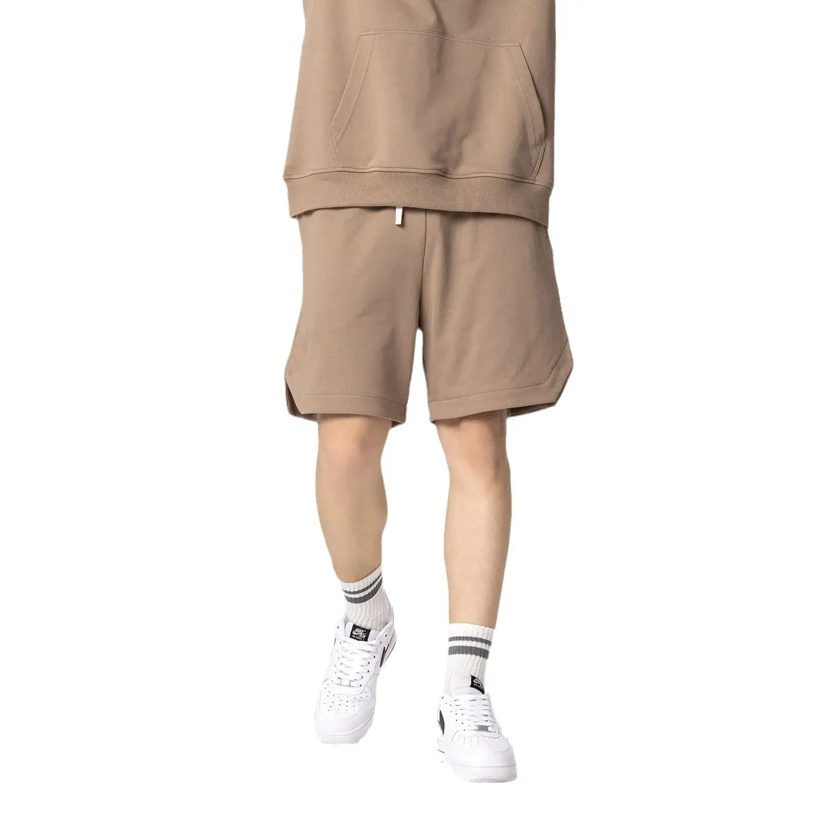 300G Heavyweight Loose Sweatpants Black Beige - Image 8