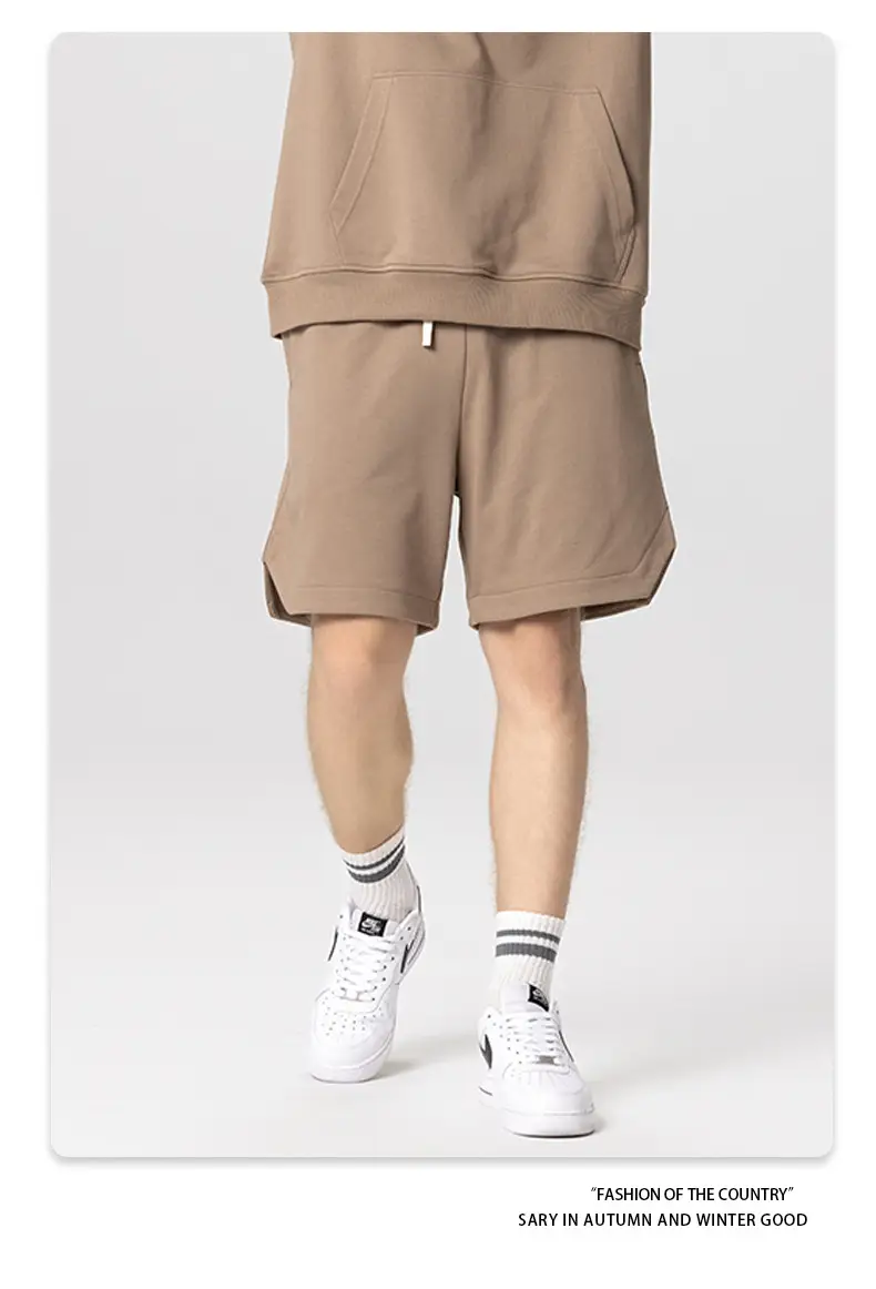 300G Heavyweight Loose Sweatpants Black Beige — feature 12