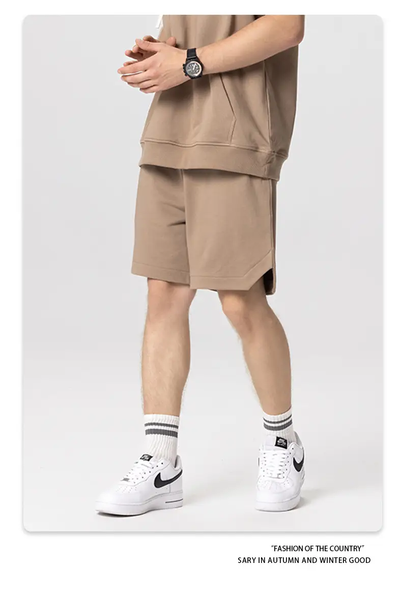 300G Heavyweight Loose Sweatpants Black Beige — feature 13
