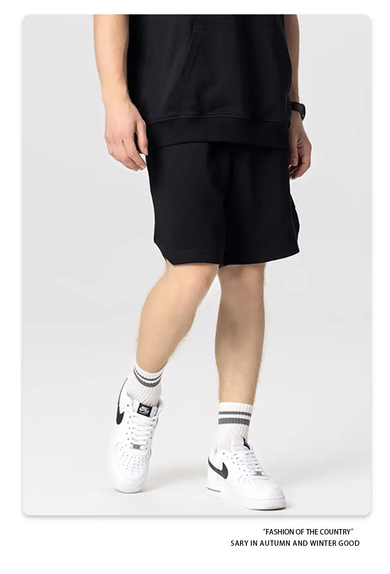 300G Heavyweight Loose Sweatpants Black Beige — feature 17