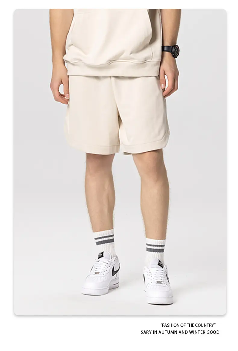 300G Heavyweight Loose Sweatpants Black Beige — feature 18