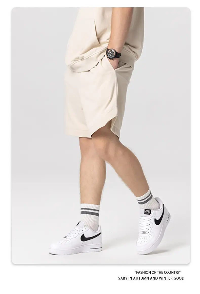 300G Heavyweight Loose Sweatpants Black Beige — feature 19