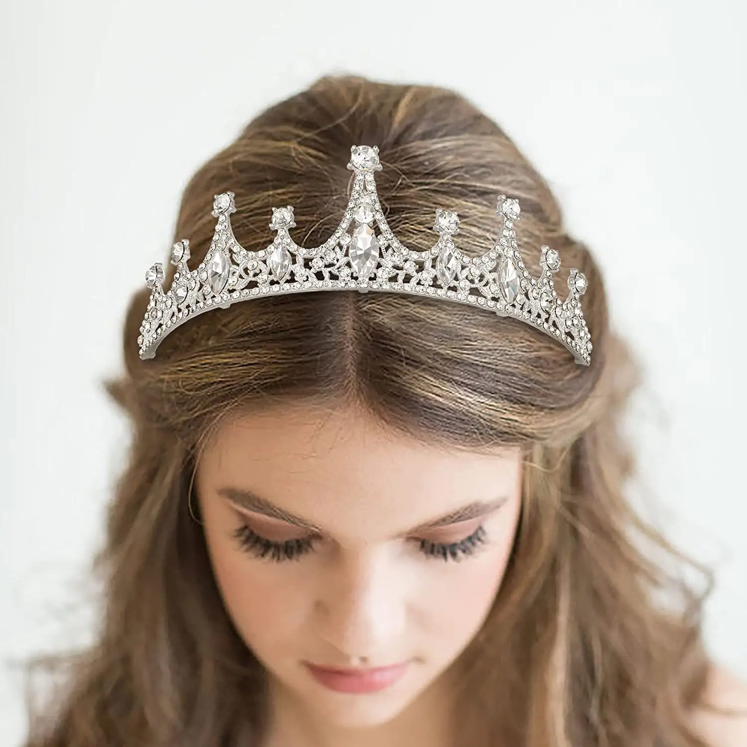 Black Rhinestone Bridal Hair Crown Headdress - Image 11