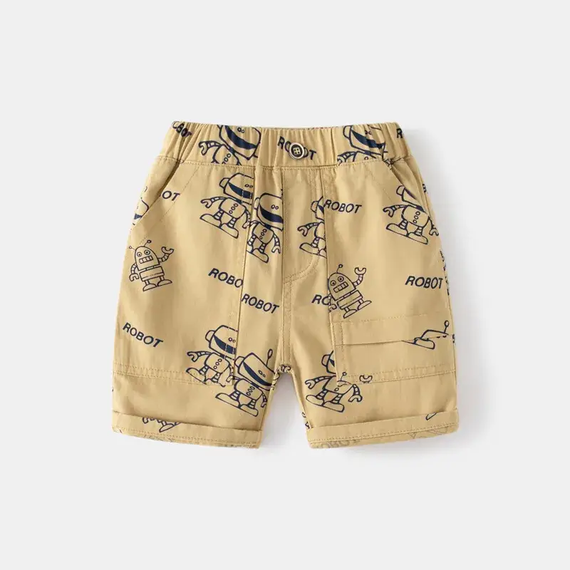 Kids Robot Print Shorts Navy Blue Wholesale